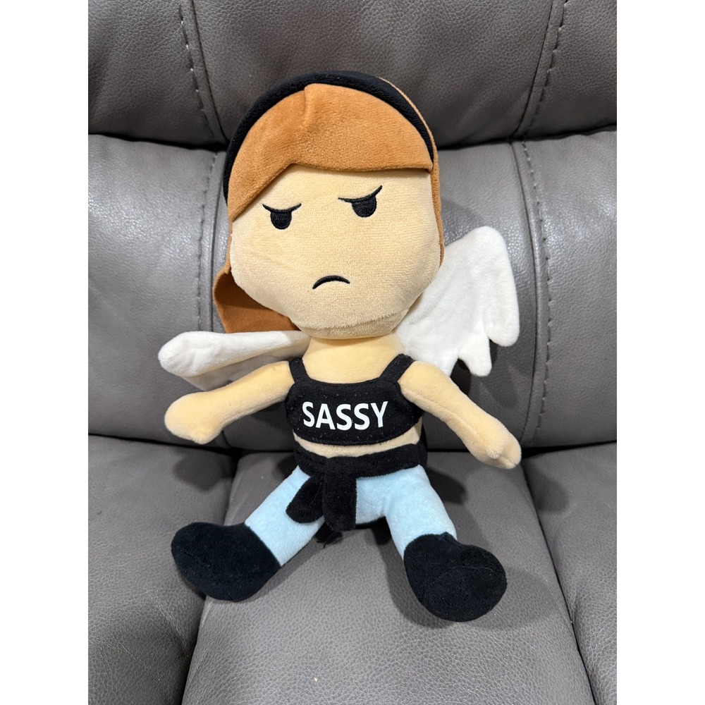 ZalletsPlay Sassy Angel Plush Brown Hair White Wings Black Sassy Crop Top 2018